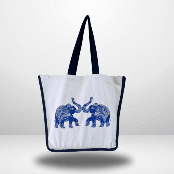 Twin Blue Elephant Canvas Tote